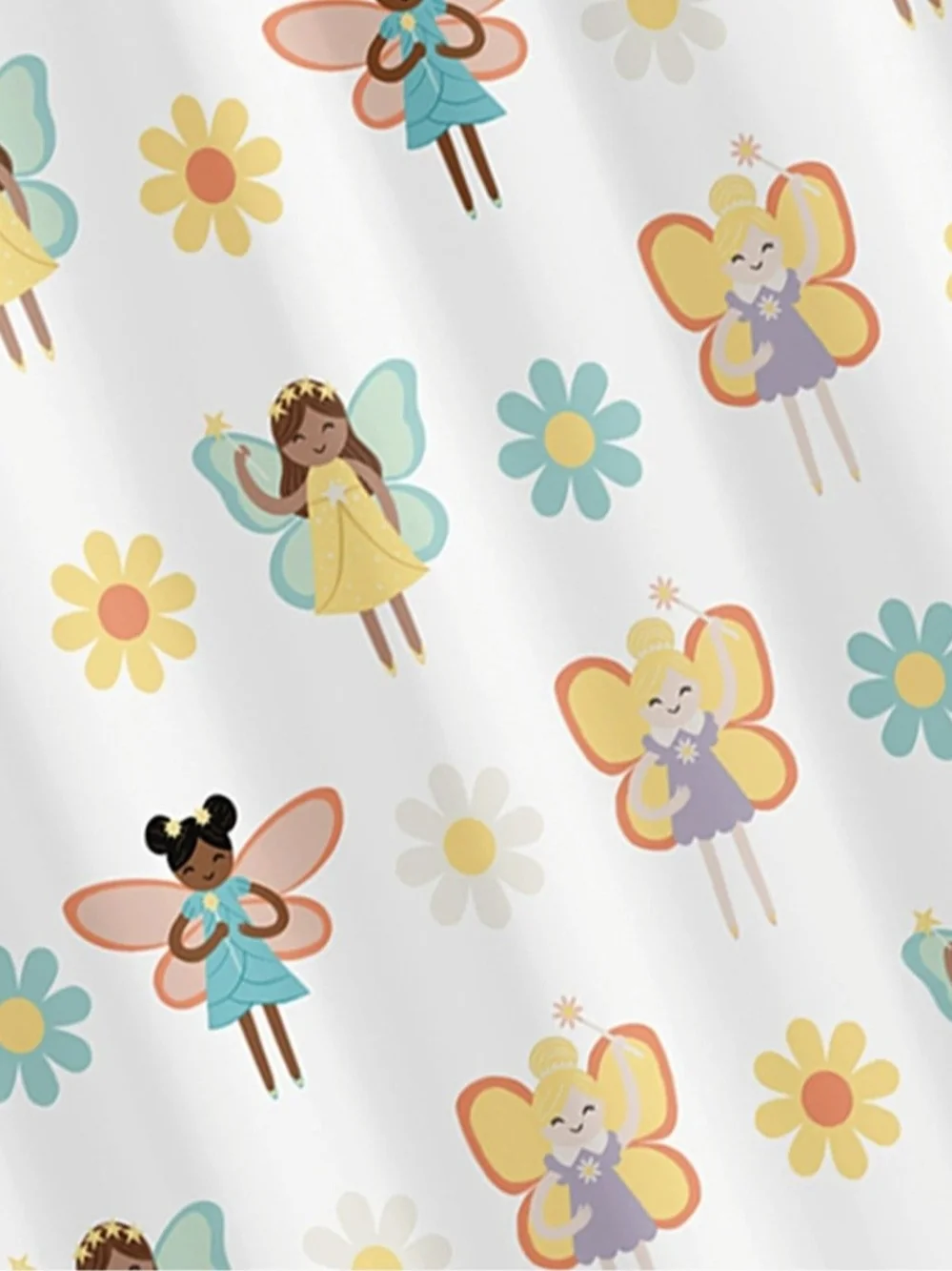 NWT Whimsical And Colorful Fairy Shower Curtain with Lilac Hooks - 72